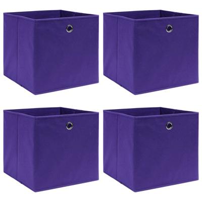 VidaXL Opbergboxen 4 st 28x28x28 cm nonwoven stof paars