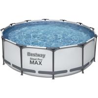 Bestway zwembad steel pro max set rond 366x100 (lichtgrijs, incl. filterpomp (220-240v) + ladder)