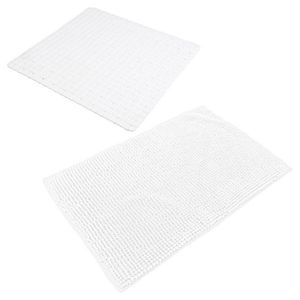 Urban Living Douche anti-slip mat en droogloop mat - Trapani badkamer set - rubber/polyester - parel