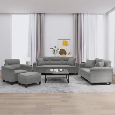 4-delige Loungeset met kussens microvezelstof donkergrijs