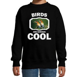Sweater birds are serious cool zwart kinderen - vogels/ bijeneter vogel trui