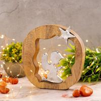 Luuk - Dekofigur Betender Engel - Mangohout en Aluminium - 20x20cm