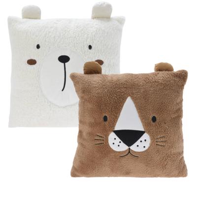 Dieren sierkussens - kinderkamer - bruin / wit - 2 stuks - 43 cm