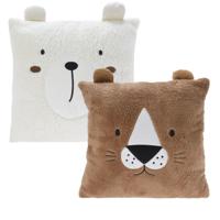 Dieren sierkussens - kinderkamer - bruin / wit - 2 stuks - 43 cm