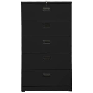 The Living Store Archiefkast Staal - 90 x 46 x 164 cm - 5 Lades - Zwart - Met Slot