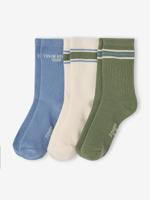 Set van 3 sokken voor jongens grijsblauw