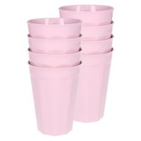 Verjaardag/kinder/camping drink bekers - 8x stuks - 300 ML - roze - kunststof - onbreekbaar