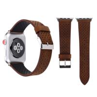 Voor Apple Watch Series 3 & 2 & 1 38mm eenvoudige mode lederen gat patroon horlogebandje (bruin) Voor Apple Watch Series 3 & 2 & 1 38mm eenvoudige mode lederen gat patroon horlogebandje (bruin)