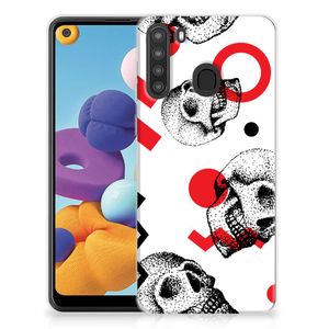 Silicone Back Case Samsung Galaxy A21 Skull Red