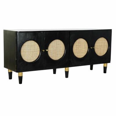 Dressoir DKD Home Decor Zwart Natuurlijk Rotan Mangohout (150 x 40 x 65 cm)