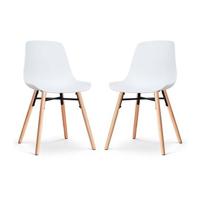 Nolon Nena-Pip Eetkamerstoelen Set van 2 - Wit - Houten Poten