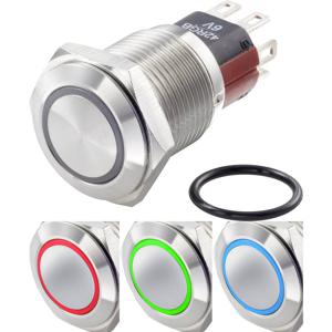 TRU COMPONENTS TC-7494848 TC-GQ16-KF-11E/J/41RGB/12V/S Vandalismebestendige drukschakelaar 48 V/DC 2 A 1x uit/(aan) Moment Rood, Groen, Blauw, RGB IP65 1