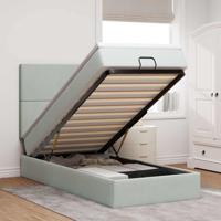Ottoman bed met matrassen en LED's 90x200cm fluweel lichtgrijs