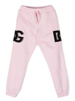 Dolce & Gabbana Kids pantalon de jogging à patch logo - Rose - thumbnail