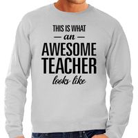 This is what an awesome teacher looks like cadeau sweater / trui grijs heren - thumbnail