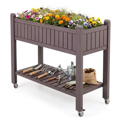 Verhoogde Moestuinbak met Wieltjes Verhoogde Deelbare Moestuinbak met Waterpeilindicator Afvoergaatjes en Opbergvak voor Groenten en Kruiden