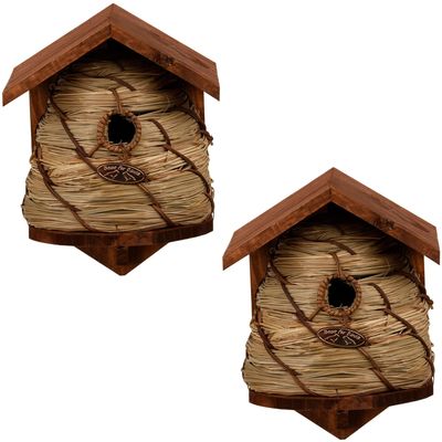 2x Vogelhuisjes/nestkastjes bijenkorf 25.8 cm 2x Vogelhuisjes/nestkastjes bijenkorf 25.8 cm