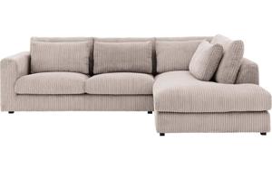 Goossens Bank Ravenia bruin, stof, 2,5-zits, stijlvol landelijk met chaise longue rechts
