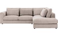 Goossens Bank Ravenia bruin, stof, 2,5-zits, stijlvol landelijk met chaise longue rechts