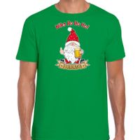 Fout kersttrui t-shirt voor heren - Bier kabouter/gnoom - groen - Doordrinken