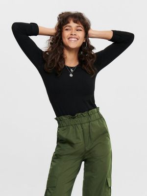 ONLY 15204712 Top Ronde hals Lange mouwen Katoen, Elastaan