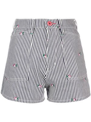Kenzo short rayé à taille haute - Blanc