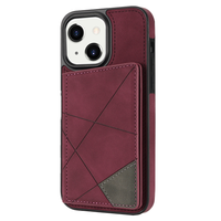 iPhone 15 hoesje - Backcover - Pasjeshouder - Portemonnee - Camerabescherming - Stijlvol patroon - TPU - Bordeaux Rood - thumbnail