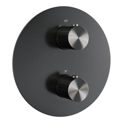 BRAUER Stripe 3-weg Inbouwthermostaat - rond - in- en afbouwdelen - gunmetal geborsteld PVD 5-GM-354
