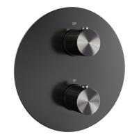 BRAUER Stripe 3-weg Inbouwthermostaat - rond - in- en afbouwdelen - gunmetal geborsteld PVD 5-GM-354