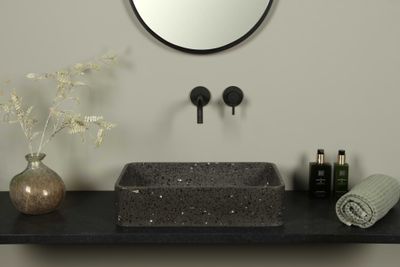 Terrazzo Wastafel Zwart Rechthoek 50x32,5 cm | TRZ-504dt