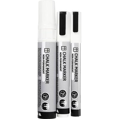 Creativ Company Krijtstiften, lijndikte 3+6+15 mm, wit, 3 stuk/ 1 doos