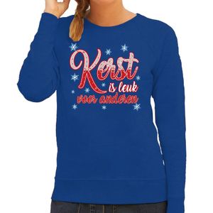 Blauwe kersttrui / kerstkleding kerst is leuk voor anderen voor dames 2XL (44)  -