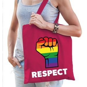 Gay pride respect katoenen tas roze