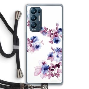 Waterverf bloemen: Oppo Find X3 Neo Transparant Hoesje met koord