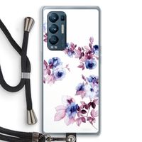 Waterverf bloemen: Oppo Find X3 Neo Transparant Hoesje met koord