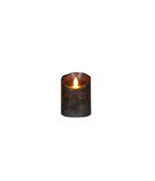 B.o.t. kaars wax rustiek bewegende vlam 7.5x10cm antraciet 3xaaa/timer - Annas collection
