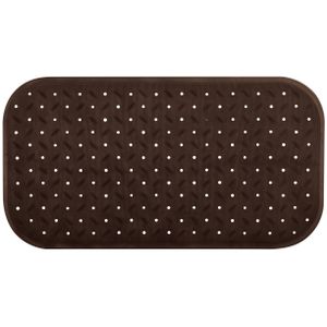 Douche/bad anti-slip mat badkamer - rubber - bruin - 36 x 76 cm - rechthoek