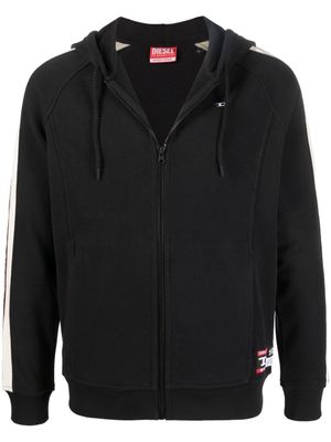 Diesel veste de sport zippée à logo imprimé - Noir