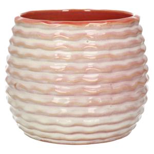 Bloempot/plantenpot Rise - ribbel - zachtroze - voor binnen - D16 x H13 cm