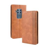 Magnetische Buckle retro Crazy Horse textuur horizontale Flip lederen case voor Motorola Moto One Pro met houder & kaartsleuven & fotolijstjes (bruin