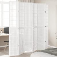 Kamerscherm met 6 panelen massief paulowniahout wit - thumbnail