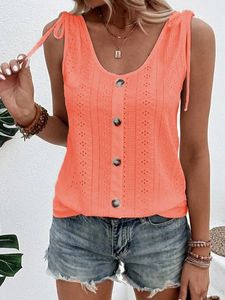 Casual Loose Plain Crew Neck Tank Top