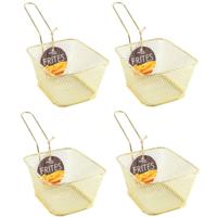 Snackmandje - 4x stuks - goudkleurig - frietmandje - 14 cm - serveren