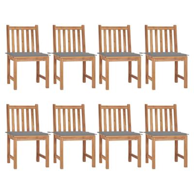 Tuinstoelen 8 st met kussens massief teakhout