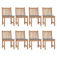 Tuinstoelen 8 st met kussens massief teakhout