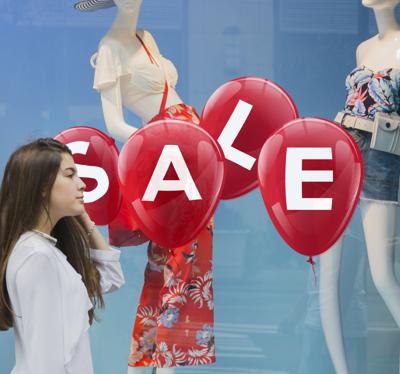 Zomeruitverkoop ballonnen korting sticker
