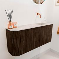 Toiletmeubel Mondiaz Joya Dlux | 91.6 cm | Meubelkleur Walnut | Faye wastafel Nata Wasbak Rechts | Zonder kraangat(en)