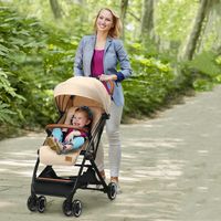 Kinderwagen Kinderbuggy met Verstelbare Rugleuning Reisbuggy met Ligfunctie 5-Punts Veiligheidsgordel voor Baby's 6-36 Maanden Beige