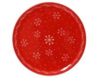 Decobord mangohout d35h2.5 cm rood/wt kerst - Decoris