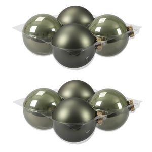 8x stuks glazen kerstballen graniet groen 10 cm mat/glans - Kerstbal